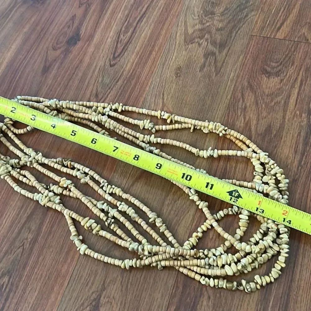 multi strand beaded and stone necklace ethnic beachy long six strands